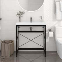 Bathroom Washbasin Frame Black Powder-coated iron - $111.22 CAD