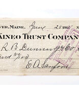 1915 Kineo Trust Company Bank Check E.A. Sampson Dover Maine Signed 2103... - $28.01 CAD