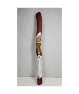 VINTAGE Santa Hand Painted Stick 25&quot; Red Wood Hand Carved Walking Stick ... - £29.55 GBP