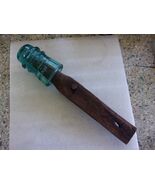Vintage Glass Telegraph Pole Insulator with Wood Mount - Hemingray 16 aq... - $34.65