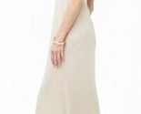 Básico Beige Maxi Vestido Cordón Cerradura Atada Al Cuello Largo Carne S... - $16.73