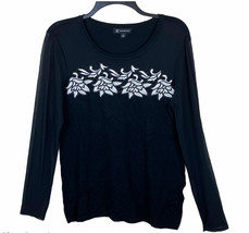 INC International Concepts Sweater Lace Trim Illusion Large Black Sheer ... - £18.15 GBP