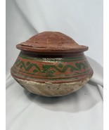 Vintage Style Indian Handi Hand Painted Red Clay Pottery Cooking Traditi... - $62.00