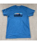 Patagonia Men&#39;s Large Blue Cotton Logo Mountain T-Shirt - $16.69