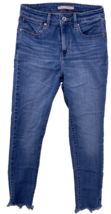 Levi&#39;s 721 Jeans Women Size 28x27 High Rise Skinny Blue Pants Fade Raw Hem - $18.80