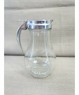 Vintage Syrup Glass Dispenser 9&quot;  Floral Etched Made In USA Large Pitche... - €24,10 EUR