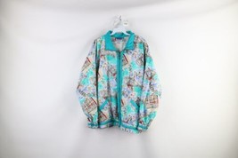 Vtg 90s Streetwear Womens Large Italy All Over Print Lined Windbreaker Jacket - £34.95 GBP