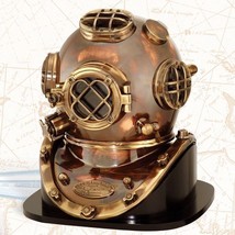 Nautical vintage solid copper &amp; brass us navy mark v diving divers helmet - $329.00