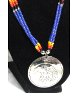 New 17&quot; Nickle Silver Eagle Necklace Blue &amp; Multicolor Beads Silver Star... - £62.14 GBP
