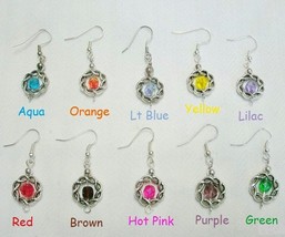 Color Celtic AB Glass Ring Dangle Earrings 10 Color Choices - £7.43 GBP