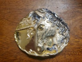 Jahre Einhorn Gurtelschnalle Unicorn Belt Buckle Gold Tone Enamel 1980s ... - $637.15 MXN