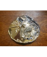 Jahre Einhorn Gurtelschnalle Unicorn Belt Buckle Gold Tone Enamel 1980s ... - $34.95