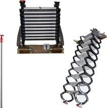  Wall Mounted Folding Ladder Black-White Loft Attic Stairs Pull Down 10 ... - $539.00