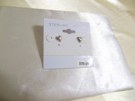 Department Store 3/16&quot; Sterling Silver Heart Stud Earrings E887 - £14.26 GBP