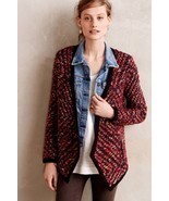 NWT ANTHROPOLOGIE KEAVY JACQUARD RED JACKET CARDIGAN SWEATER by MOTH XS - £35.91 GBP