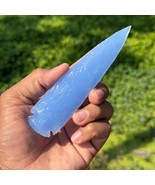 Rare Blue Chalcedony Obsidian Arrowhead 5.5–6&quot; Handmade Crystal Spear Gi... - $17.32+