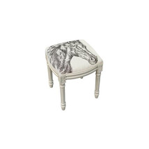123 Creations Horse Upholstered Wooden Vanity Stool Antique White - $235.59