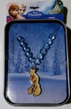 Disney Frozen Olaf Beaded Necklace I Like Warm Hugs Reusable Tin Snowman  - $9.80