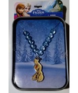Disney Frozen Olaf Beaded Necklace I Like Warm Hugs Reusable Tin Snowman  - £7.72 GBP