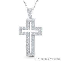 Latin Crucifix Cross Cubic Zirconia Crystal .925 Sterling Silver Rhodium Pendant - $24.94+