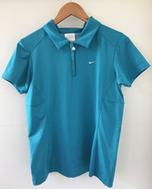 Nike Fit Dry Dri Golf Tennis Blue Polyester Zip Up Polo Athletic Shirt M... - £23.91 GBP