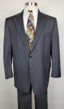 Hickey Freeman Mens Wool &amp; Silk Gray Pinstripe Suit 46R - £47.48 GBP