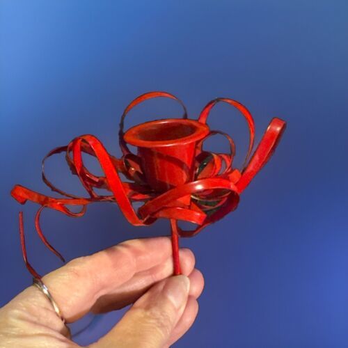 Vintage Christmas Metal Ribbon Candle Holder - Red - $6.79