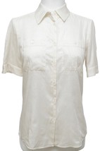 MIU MIU Shirt Blouse Top Button Down Cotton Ivory Short Sleeve Sz 42 - £111.80 GBP