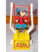 Vintage Walt Disney Goofy Tricky Trapeze Plastic Push Button Toy 1977 Ga... - $12.95
