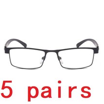 5 Pack Men Classic Style Square Metal Frame Reading Glasses Spring Hinge Readers - £13.54 GBP