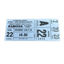 CALIFORNIA RAMONA BOWL 1972 HEMET SAN JACINTO VALLEY STUB TICKET VINTAGE - £23.13 GBP