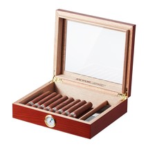 VEVOR 25 Cigars Humidor Glasstop Cedar Cigar Storage Box Humidifier Hygrometer - $57.84