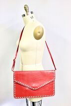 Womens Handbag Red Huge Shoulder Messenger Envelope Bag Purse Crystal Studs - $21.73