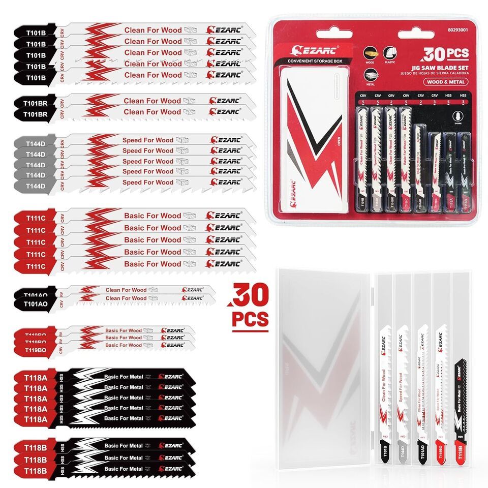 Primary image for EZARC Jigsaw Blades Set 30pcs with Storage Case, Assorted T-Shank Replacement