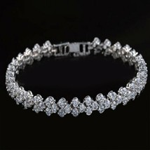 7 CT Diamond 14 Ct White Gold Plated Silver Tennis S-Link Bracelet, 7.5&quot; - £110.35 GBP