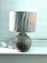 OHIO ceramic base stylish table lamp in black chrome with grey shade - £26.41 GBP