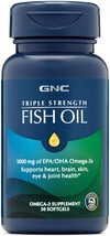 GNC Triple Strength Omega 3 Fish Oil 1000mg, 30 Count, Supports Joint, Skin, Eye - £29.56 GBP