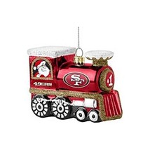 NFL BRAND HAND BLOWN GLASS SAN FRANCISCO 49ERS TRAIN ORNAMENT NEW - £13.74 GBP