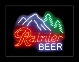 Rare Rainier Beer Photo Poster Unique Neon Look Gift  - £17.86 GBP+