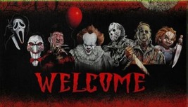 Halloween Horror Icons Welcome Non-Slip Door Mat Ghost Face, Freddy, Jason - D3 - £15.81 GBP