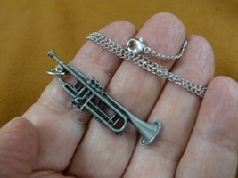 (M209-j) Bach TRUMPET Pendant + 1&quot; necklace Pewter JEWELRY I love brass ... - $24.36