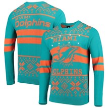 NFL Licesned Men&#39;s Miami Dolphins Aqua/Orange Light Up Ugly Sweater - £42.95 GBP