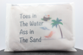 MEIKIUP Travel Cosmetic Bag, &#39;Toes In The Water Ass In The Sand&#39; Beach Theme - £15.45 GBP