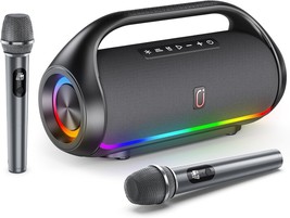 Portable Bluetooth Speaker With 2 Wireless Microphones, Ipx5 Waterproof ... - $142.97