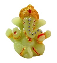 Hindu God Idol Radium Mukut Ganesh Showpiece for Car Dashboard (White) FREE SHIP - £12.41 GBP