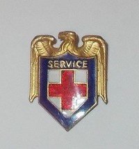  Vintage Red Cross Organization Lapel Pin Service Eagle  - £7.68 GBP