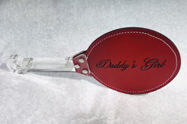 Ping pong style paddle Leather &amp; Acrylic Custom engraved - £39.08 GBP
