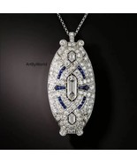 Art Deco Double-Bullet Diamond and Sapphire Brooch/Pendant engagement Pin - $6,251.71 MXN