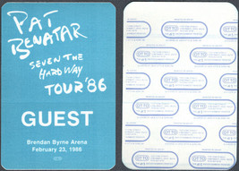 Scarce Pat Benatar OTTO Cloth Guest Pass from the 1986 Seven the Hard Wa... - £6.87 GBP