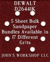 DEWALT D26441K - 1/4 Sheet - 17 Grits - No-Slip - 5 Sandpaper Bulk Bundles - $4.99